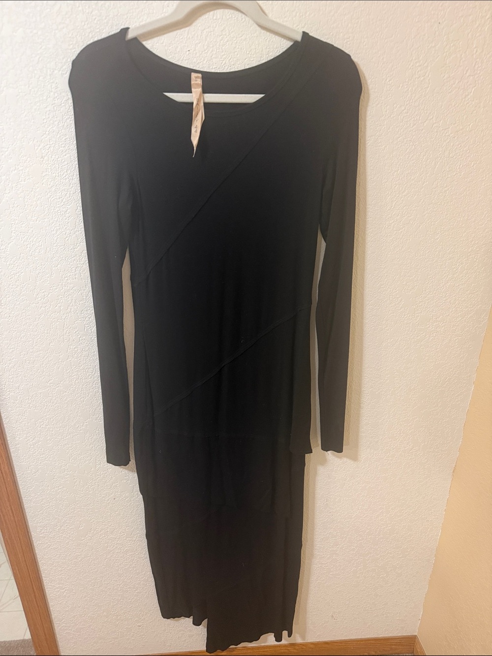 Bailey 44 Black Long-Sleeve Asymmetric Midi Dress